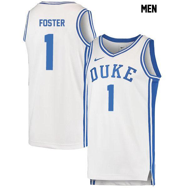 Caleb Foster Mens Number 1 Stitched White Authentic Duke Blue Devils College Basketball Jersey
