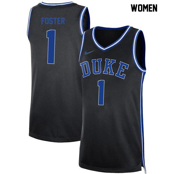 Caleb Foster Womens Number 1 Black Stitched Authentic Duke Blue Devils College Basketball Jersey