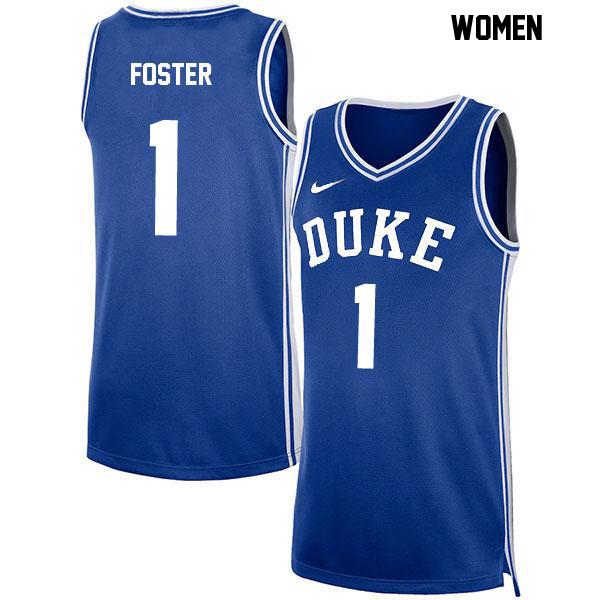 Caleb Foster Womens Number 1 Blue Stitched Authentic Duke Blue Devils College Basketball Jersey