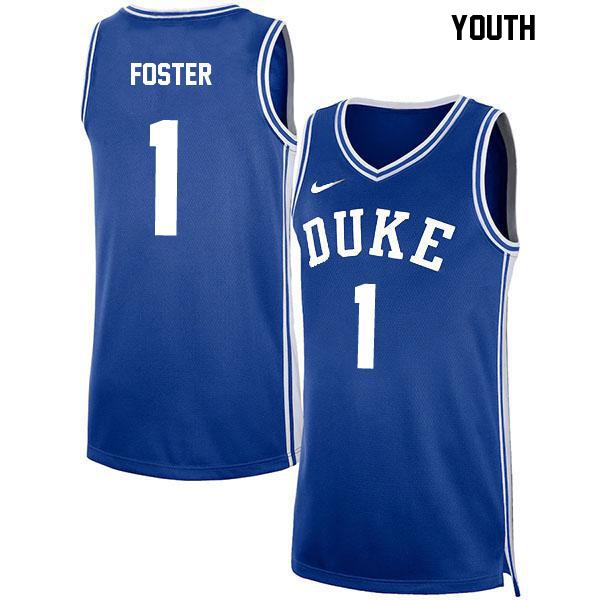 Caleb Foster Youth Number 1 Stitched Blue Authentic Duke Blue Devils College Basketball Jersey
