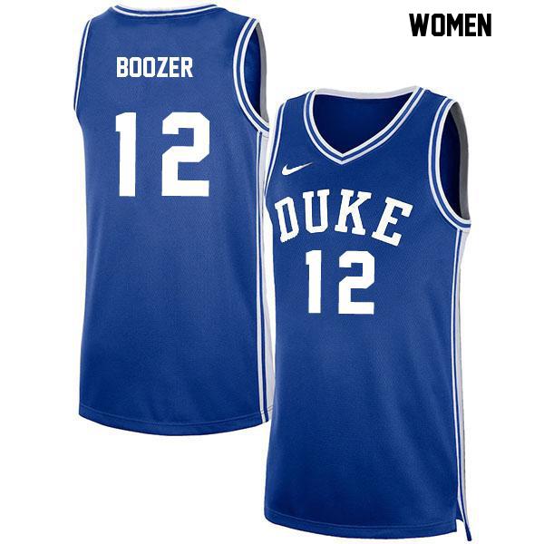 Cameron Boozer Stitched Womens Number 12 Blue Authentic Duke Blue Devils College Basketball Jersey