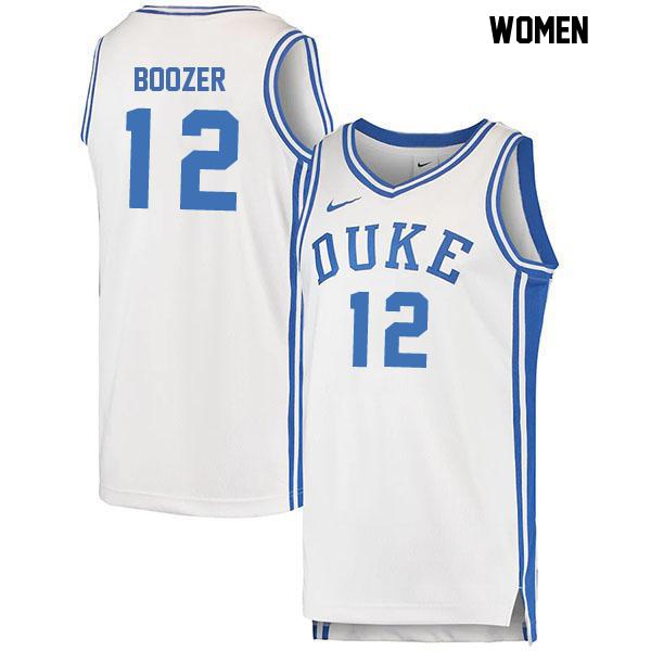 Cameron Boozer Womens Stitched Number 12 White Authentic Duke Blue Devils College Basketball Jersey