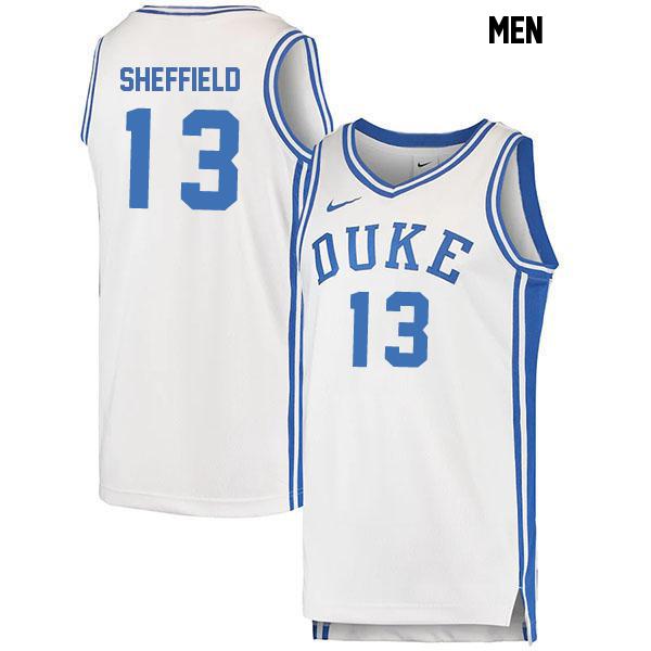 Cameron Sheffield Mens Number 13 White Stitched Authentic Duke Blue Devils College Basketball Jersey