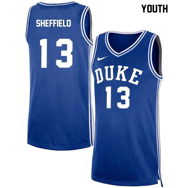 Cameron Sheffield Youth Stitched Number 13 Blue Authentic Duke Blue Devils College Basketball Jersey