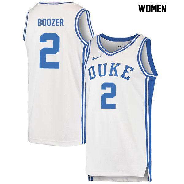 Cayden Boozer Womens Number 2 White Stitched Authentic Duke Blue Devils College Basketball Jersey