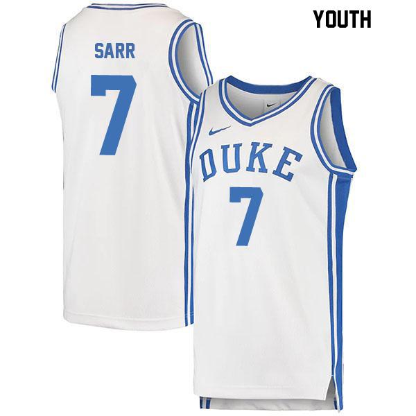 Dame Sarr Youth Stitched Number 7 White Authentic Duke Blue Devils College Basketball Jersey Dame Sarr Youth Stitched Number 7 White Authentic Duke Blue Devils College Basketball Jersey