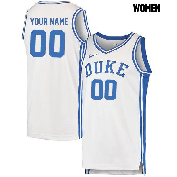Customized Womens Stitched White Authentic Duke Blue Devils College Basketball Jersey