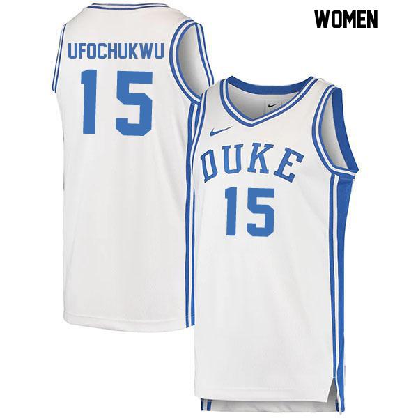 Ifeanyi Ufochukwu Womens Stitched Number 15 White Authentic Duke Blue Devils College Basketball Jersey