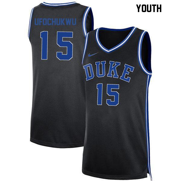 Ifeanyi Ufochukwu Stitched Youth Number 15 Black Authentic Duke Blue Devils College Basketball Jersey