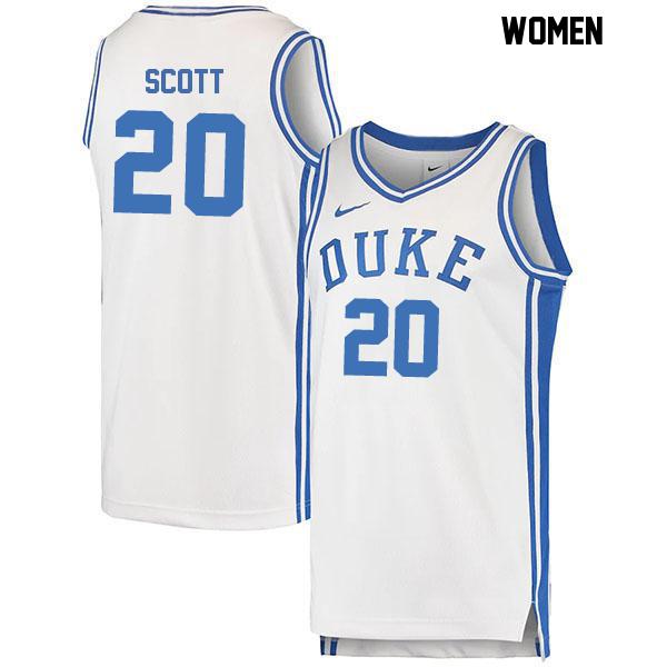 Jack Scott Womens Number 20 Stitched White Authentic Duke Blue Devils College Basketball Jersey Jack Scott Womens Number 20 Stitched White Authentic Duke Blue Devils College Basketball Jersey