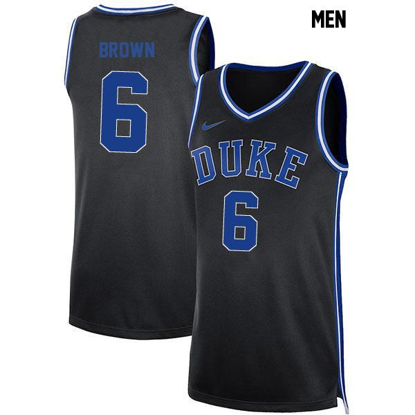 Maliq Brown Stitched Mens Number 6 Black Authentic Duke Blue Devils College Basketball Jersey