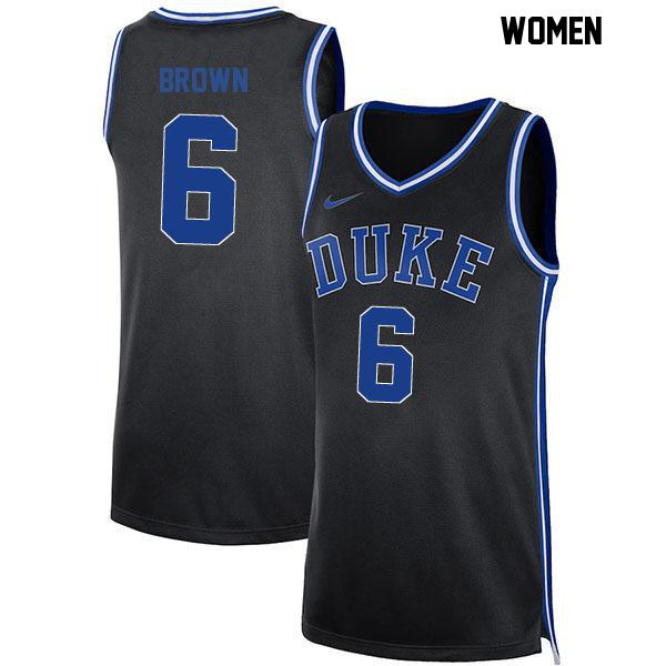 Maliq Brown Womens Number 6 Stitched Black Authentic Duke Blue Devils College Basketball Jersey