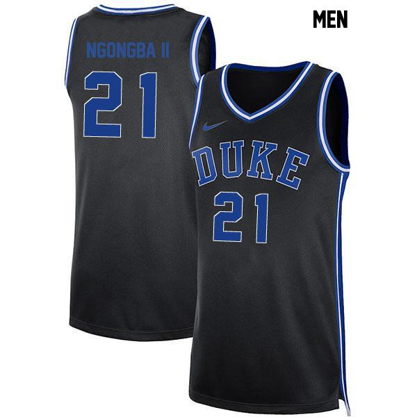 Patrick Ngongba II Mens Number 21 Stitched Black Authentic Duke Blue Devils College Basketball Jersey