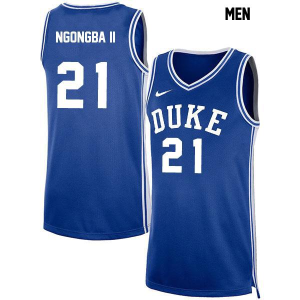 Patrick Ngongba II Mens Stitched Number 21 Blue Authentic Duke Blue Devils College Basketball Jersey