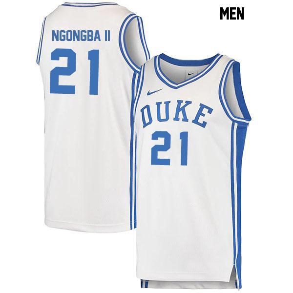 Patrick Ngongba II Mens Number 21 Stitched White Authentic Duke Blue Devils College Basketball Jersey