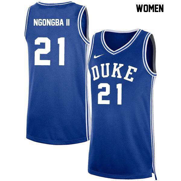 Patrick Ngongba II Stitched Womens Number 21 Blue Authentic Duke Blue Devils College Basketball Jersey