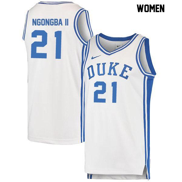 Patrick Ngongba II Womens Number 21 White Stitched Authentic Duke Blue Devils College Basketball Jersey