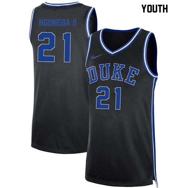 Patrick Ngongba II Youth Number 21 Stitched Black Authentic Duke Blue Devils College Basketball Jersey