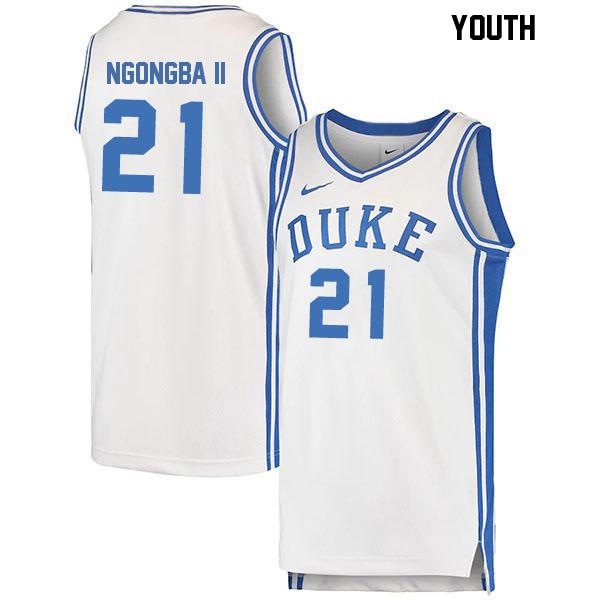 Patrick Ngongba II Youth Number 21 White Stitched Authentic Duke Blue Devils College Basketball Jersey