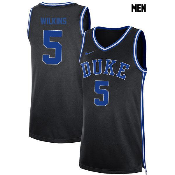 Sebastian Wilkins Stitched Mens Number 5 Black Authentic Duke Blue Devils College Basketball Jersey