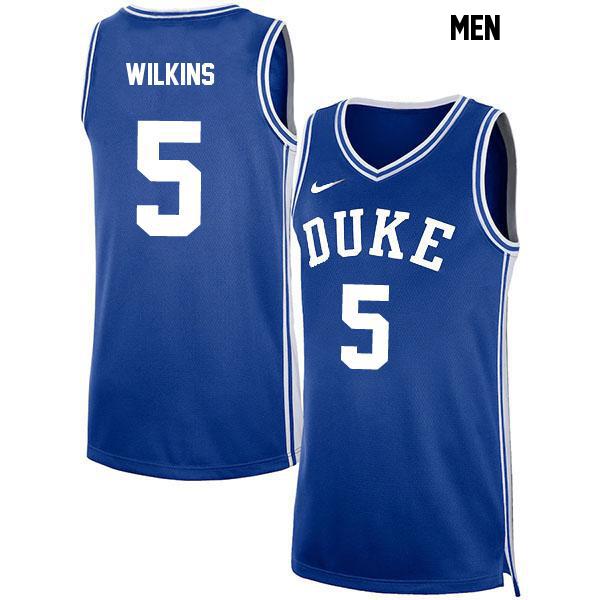 Sebastian Wilkins Stitched Mens Number 5 Blue Authentic Duke Blue Devils College Basketball Jersey