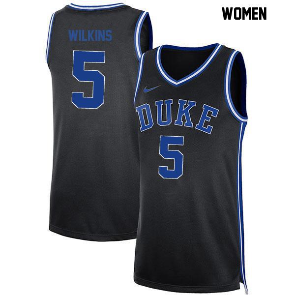 Sebastian Wilkins Womens Stitched Number 5 Black Authentic Duke Blue Devils College Basketball Jersey
